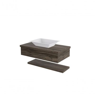 Conjunto Bancada C-cuba Messina E Prateleira Metrópole 805 Carvalho Carvalho Dark
