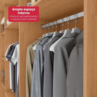 Guarda-roupa Casal 100% Mdf 2 Portas 6 Gavetas Easy Max Amendoa/off White