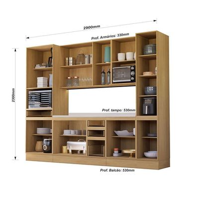 Cozinha 6 Peças Espaços Micro-ondas Slim Luciane Móveis Freijó/freijó Brasil/verde Jade