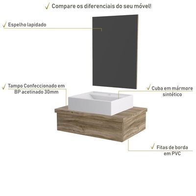 Conjunto Bancada C-cuba Q39 E Espelheira Metrópole 601 Branco Chess Carvalho