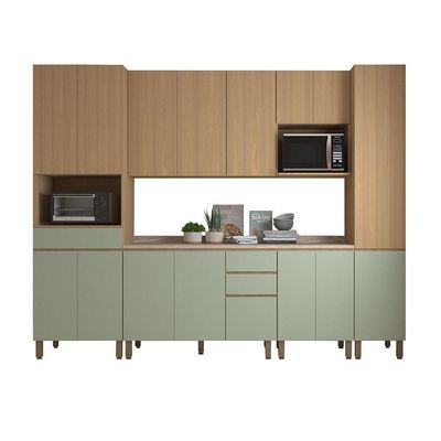 Cozinha 6 Peças Espaços Micro-ondas Slim Luciane Móveis Freijó/freijó Brasil/verde Jade