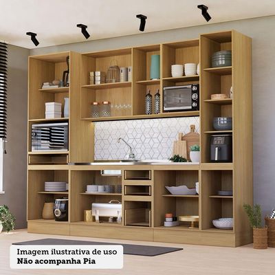 Cozinha 6 Peças Espaços Micro-ondas Slim Luciane Móveis Freijó/freijó Brasil/verde Jade