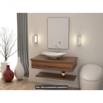 Conjunto Bancada C-cuba L45 E Prateleira Metrópole 805 Carvalho Dark Nogal
