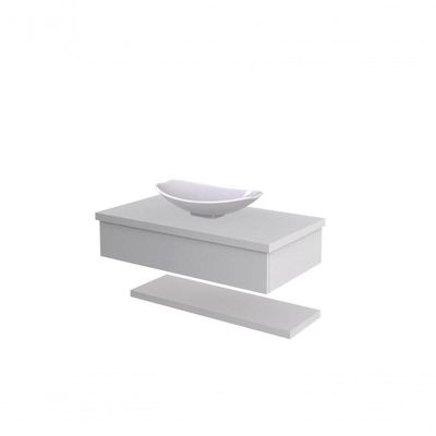 Conjunto Bancada C-cuba L45 E Prateleira Metrópole 805 Perffect Acetinado Branco Chess