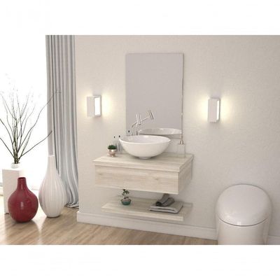 Conjunto Bancada C-cuba R35 E Prateleira Metrópole 605 Preto ônix Snow