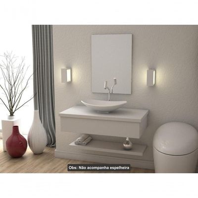 Conjunto Bancada C-cuba L45 E Prateleira Metrópole 805 Perffect Acetinado Branco Chess