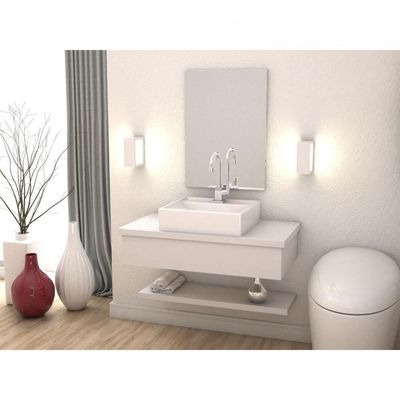 Conjunto Bancada C-cuba Q39, Prateleira E Espelheira Metrópole 806 Perffect Acetinado Branco Chess