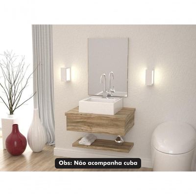 Conjunto Bancada, Prateleira E Espelheira Ktme607 Branco Chess Carvalho