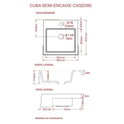 Cuba Semi Encaixe Quadrada Xq395w Colorida Branca