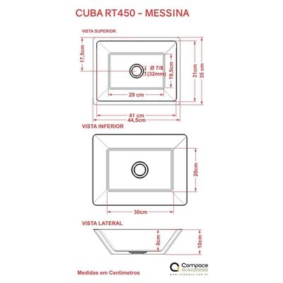 Cuba Apoio Retangular Rt45w Colorida Branco