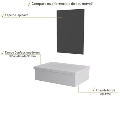 Conjunto Bancada E Espelheira Ktme602 Perffect Acetinado Branco Chess