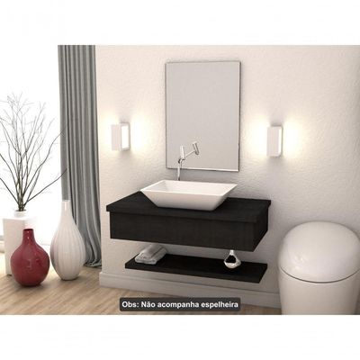 Conjunto Bancada C-cuba Messina E Prateleira Metrópole 805 Nogal Preto ônix