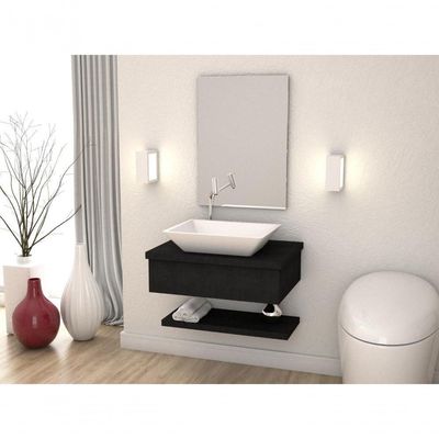 Conjunto Bancada C-cuba Messina E Prateleira Metrópole 805 Nogal Preto ônix