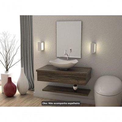 Conjunto Bancada C-cuba L42 E Prateleira Metrópole 805 Carvalho Carvalho Dark