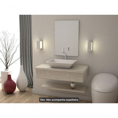 Conjunto Bancada C-cuba Messina E Prateleira Metrópole 805 Preto ônix Snow