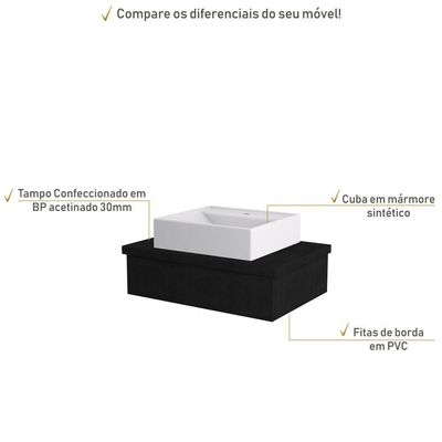 Conjunto Bancada C-cuba Q39 Metrópole 600 Nogal Preto ônix