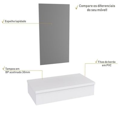 Conjunto Bancada E Espelheira Ktme802 Perffect Acetinado Branco Chess