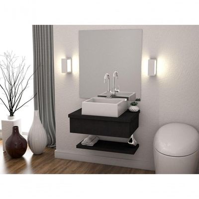 Conjunto Bancada C-cuba Q355 E Prateleira Metrópole 605 Nogal Preto ônix