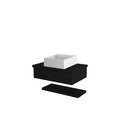 Conjunto Bancada C-cuba Q355 E Prateleira Metrópole 605 Nogal Preto ônix