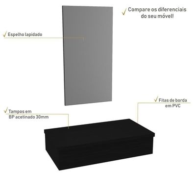 Conjunto Bancada E Espelheira Ktme802 Nogal Preto ônix