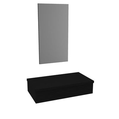 Conjunto Bancada E Espelheira Ktme802 Nogal Preto ônix