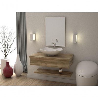 Conjunto Bancada C-cuba L42 E Prateleira Metrópole 805 Branco Chess Carvalho
