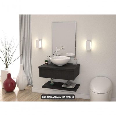 Conjunto Bancada C-cuba R35 E Prateleira Metrópole 605 Nogal Preto ônix