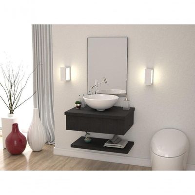 Conjunto Bancada C-cuba R35 E Prateleira Metrópole 605 Nogal Preto ônix