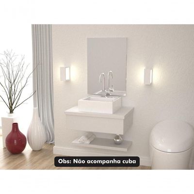 Conjunto Bancada, Prateleira E Espelheira Ktme607 Perffect Acetinado Branco Chess