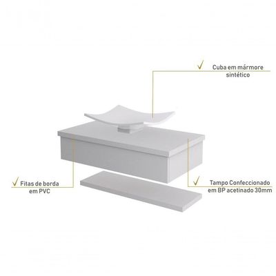 Conjunto Bancada C-cuba F44 E Prateleira Metrópole 805 Perffect Acetinado Branco Chess