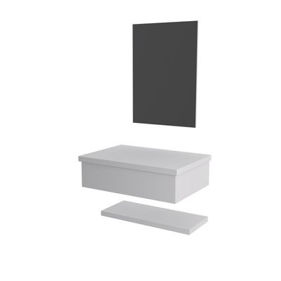Conjunto Bancada, Prateleira E Espelheira Ktme607 Perffect Acetinado Branco Chess