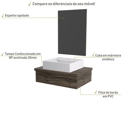 Conjunto Bancada C-cuba Q39 E Espelheira Metrópole 601 Carvalho Carvalho Dark
