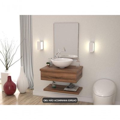 Conjunto Bancada C-cuba R35 E Prateleira Metrópole 605 Carvalho Dark Nogal