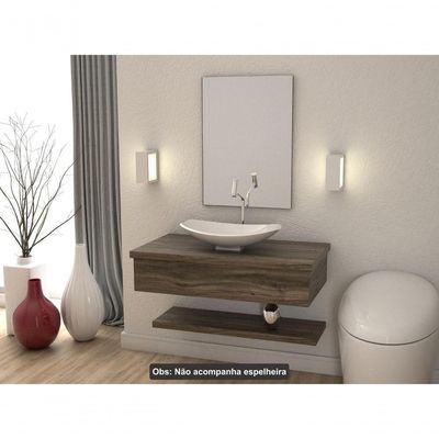 Conjunto Bancada C-cuba L45 E Prateleira Metrópole 805 Carvalho Carvalho Dark