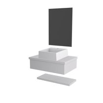 Conjunto Bancada C-cuba Q355, Prateleira E Espelheira Metrópole 606 Perffect Acetinado Branco Chess