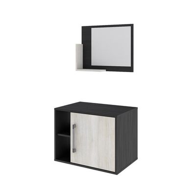 Conjunto Balcão E Espelheira Soft 600 Perffect Acetinado Preto ônix C-snow