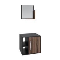 Conjunto Balcão E Espelheira Soft 500 Perffect Acetinado Preto ônix C-nogal