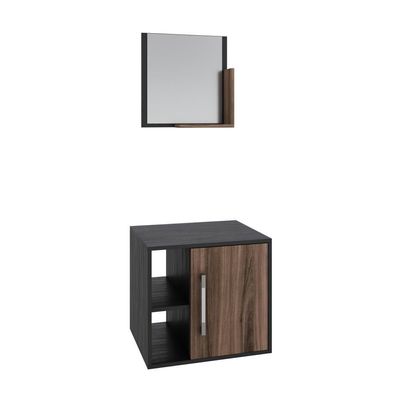 Conjunto Balcão E Espelheira Soft 500 Perffect Acetinado Preto ônix C-nogal