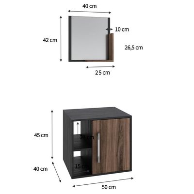 Conjunto Balcão E Espelheira Soft 500 Perffect Acetinado Preto ônix C-nogal