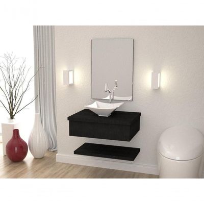Conjunto Bancada C-cuba L30 E Prateleira Metrópole 605 Nogal Preto ônix