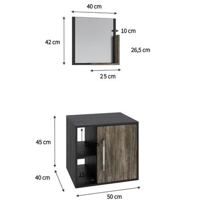 Conjunto Balcão E Espelheira Soft 500 Perffect Acetinado Preto ônix C-carvalho Dark
