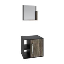 Conjunto Balcão E Espelheira Soft 500 Perffect Acetinado Preto ônix C-carvalho Dark