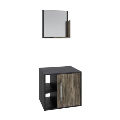 Conjunto Balcão E Espelheira Soft 500 Perffect Acetinado Preto ônix C-carvalho Dark