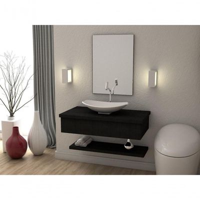 Conjunto Bancada C-cuba L45, Prateleira E Espelheira Metrópole 806 Nogal Preto ônix