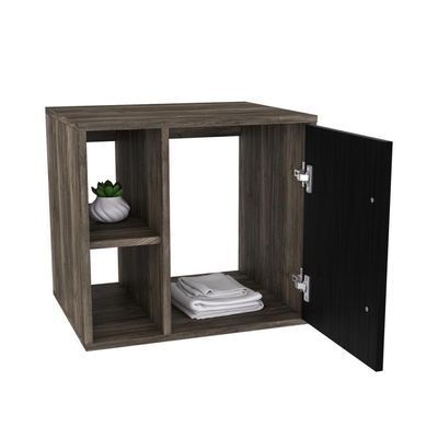 Conjunto Balcão E Espelheira Soft 500 Perffect Acetinado Carvalho Dark C-preto ônix