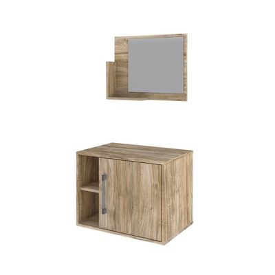Conjunto Balcão E Espelheira Soft 600 Perffect Acetinado Carvalho