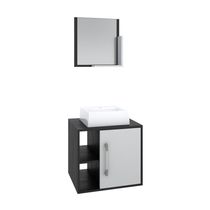 Conjunto Balcão C-cuba Q32 E Espelheira Soft 500 Preto ônix Preto ônix C-branco Chess
