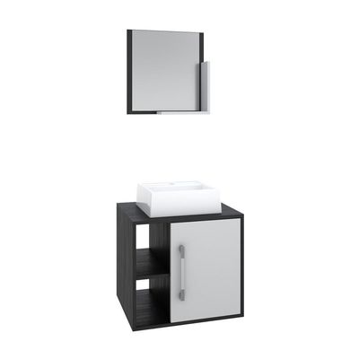Conjunto Balcão C-cuba Q32 E Espelheira Soft 500 Preto ônix Preto ônix C-branco Chess