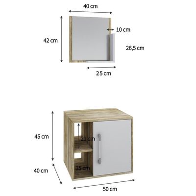 Conjunto Balcão E Espelheira Soft 500 Perffect Acetinado Carvalho C-branco Chess