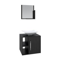 Conjunto Balcão C-cuba L38 E Espelheira Soft 500 Branco Chess C-snow Preto ônix